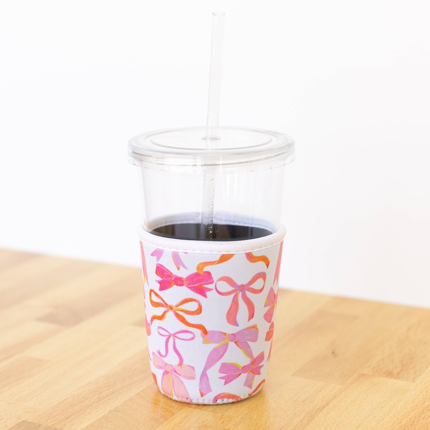 Pink Bows Drink Sleeve | Iced Coffee Koozie, Drink Cover