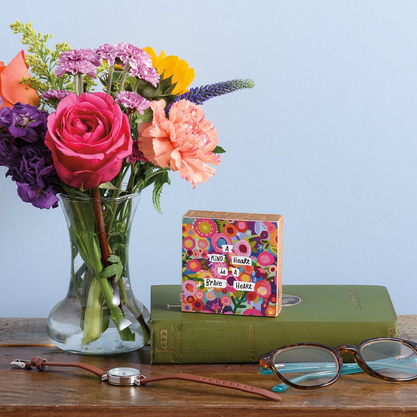 A Kind Heart Is A Brave Heart Block Sign Primitives by Kathy