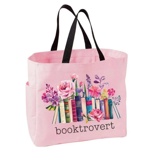 Booktrovert Floral Bookish Tote Bag