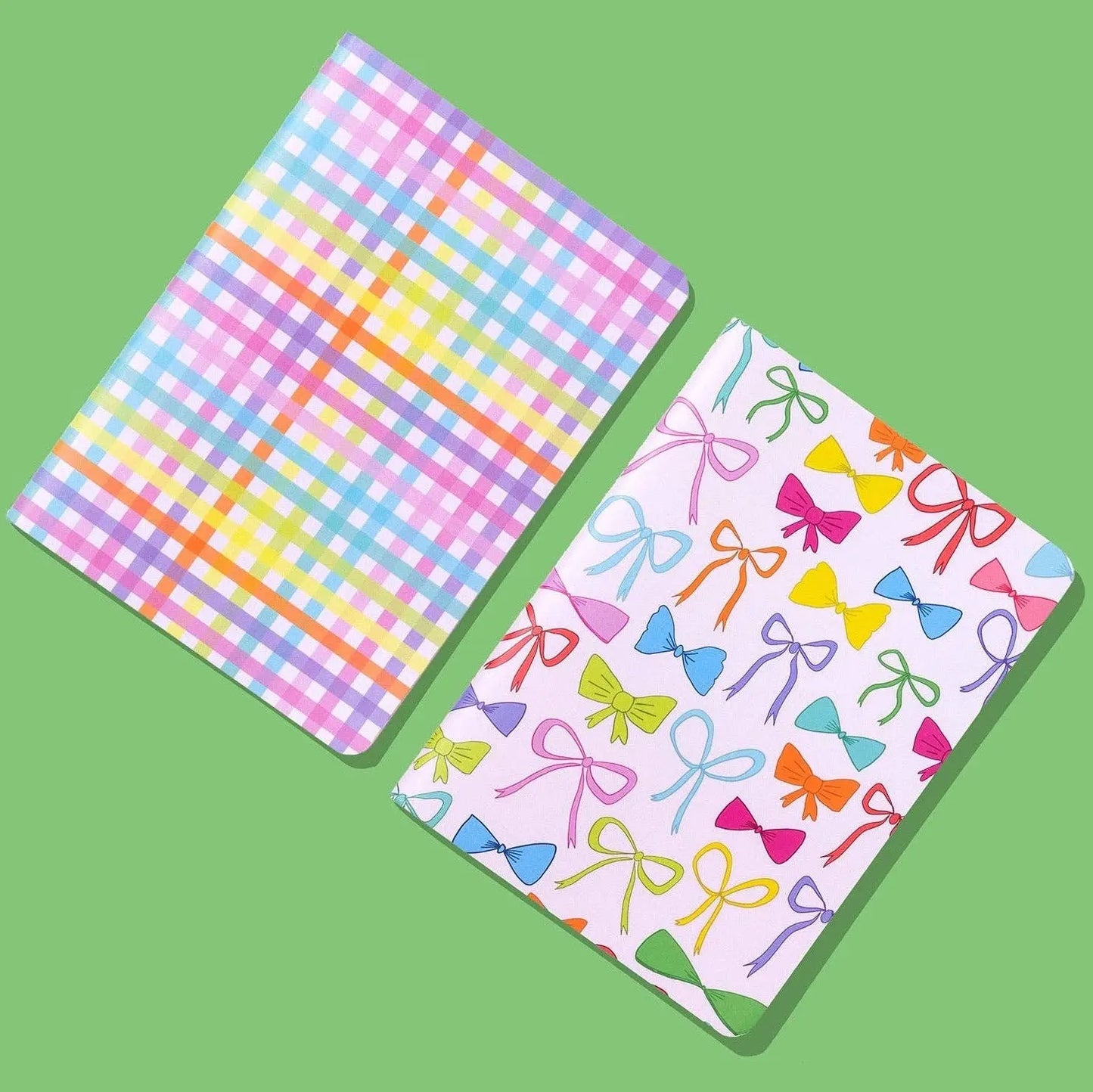 Colorful Bows & Gingham Notebook Set - 2 Pc Set
