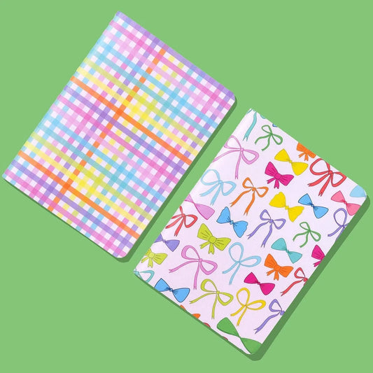 Colorful Bows & Gingham Notebook Set - 2 Pc Set