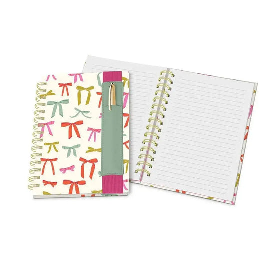 Cute Bow Themed Notebook with Pen Pocket