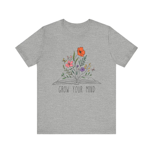 Grow Your Mind T-Shirt Book and Flowers Bookish