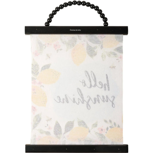 Hello Sunshine - Lemon Watercolor Design Wall Decor Primitives by Kathy