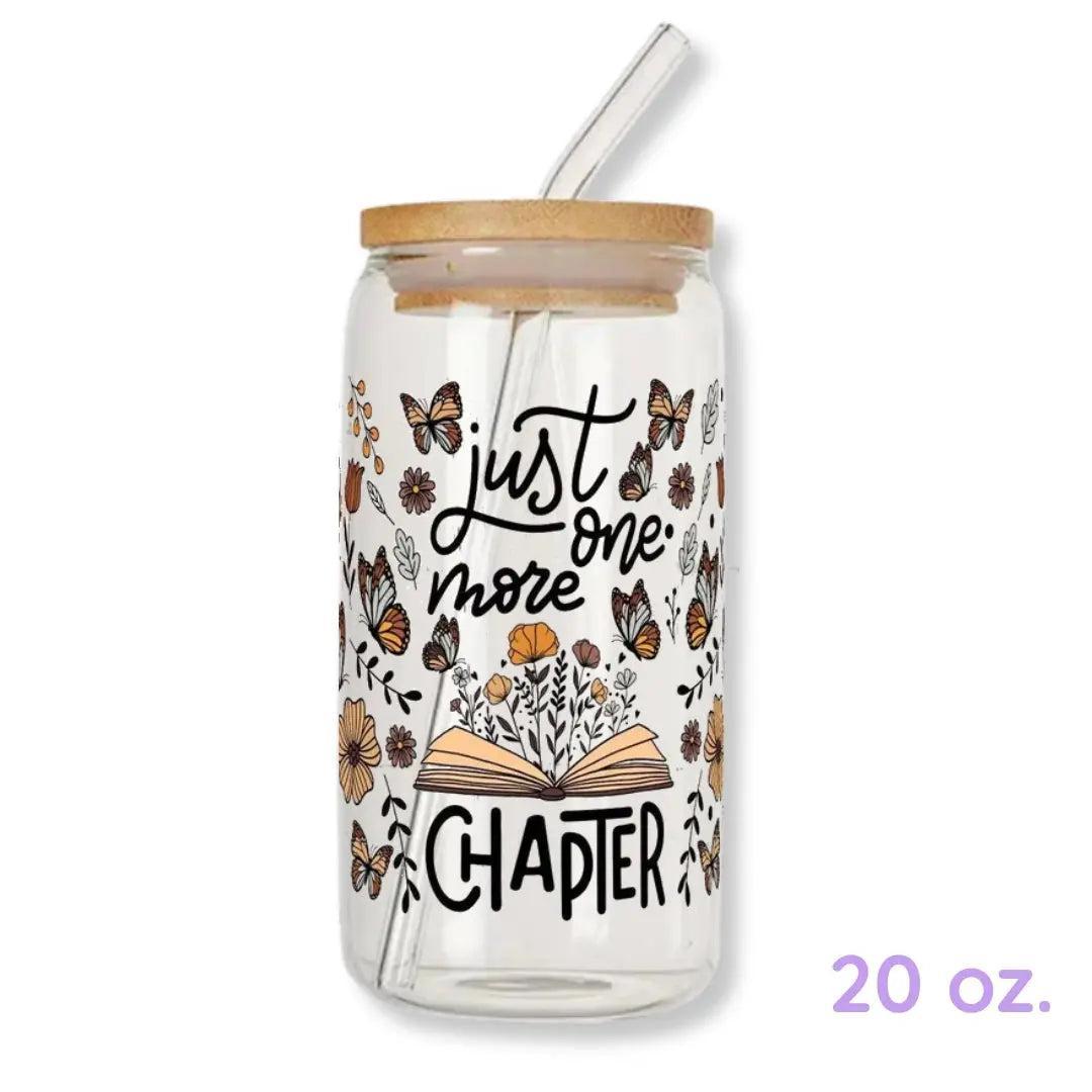 Just One More Chapter Bookish Butterflies 16 oz. or 20 oz. Glass Can Cup