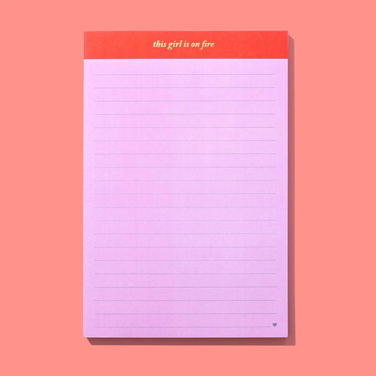 Large List Pad - "This Girl is on Fire" - 75 Sheets
