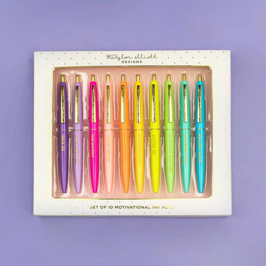 Pen Set - Motivational - Asst Colors - 10 Piece Set