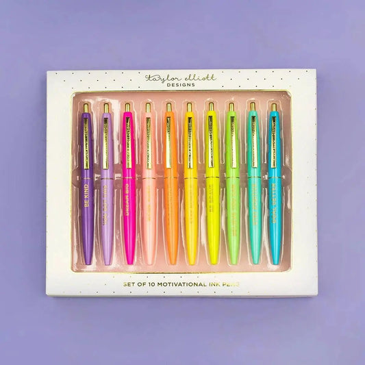 Pen Set - Motivational - Asst Colors - 10 Piece Set