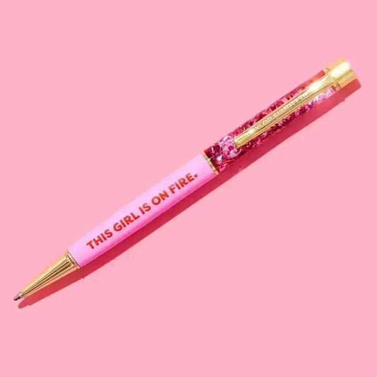 Pen - "This Girl is on Fire" -Pink w/Pink Confetti