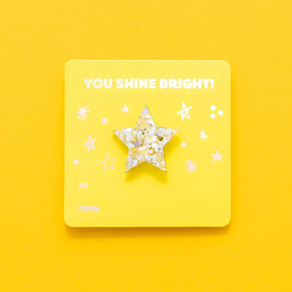 Star Pin + You Shine Bright Affirmation Gift Card - Pearl Confetti