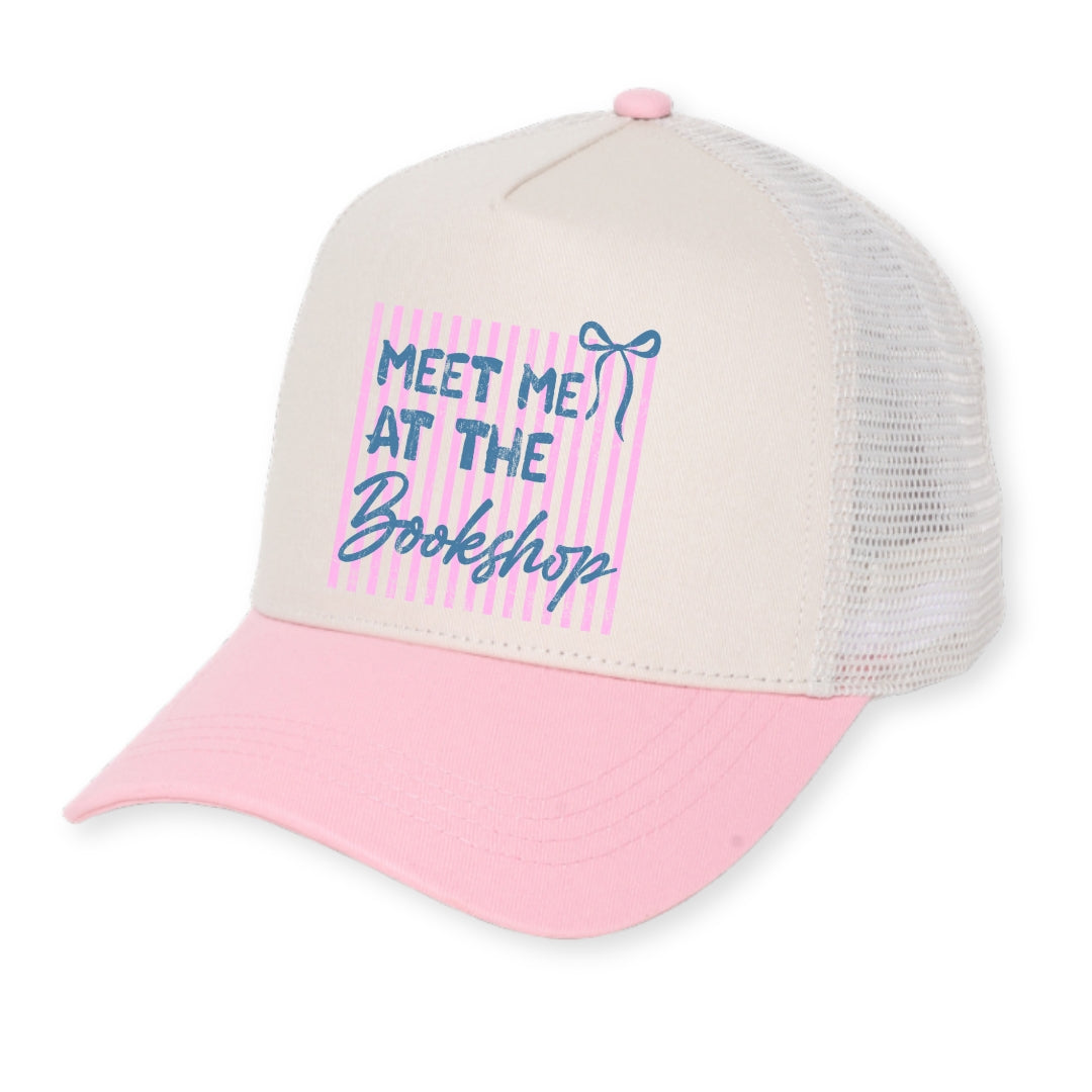 Meet Me at the Bookshop Pink Stripes Hat Just So Happy