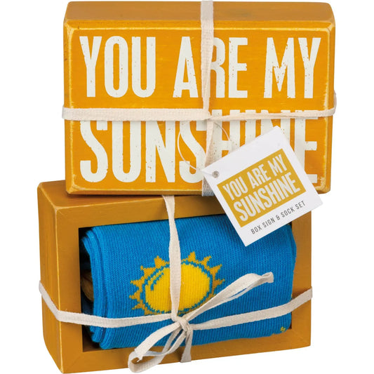 You Are My Sunshine Box Sign And Sock Set Primitives by Kathy