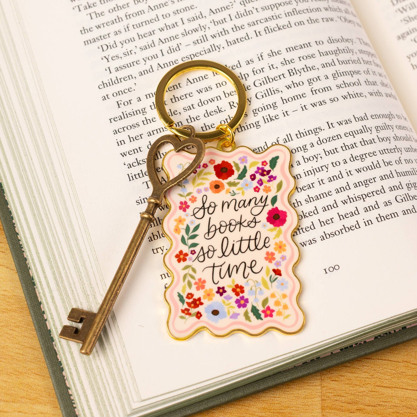 So Many Books Metal Keychain 2.5x1.5 in. | Bookish & Reading