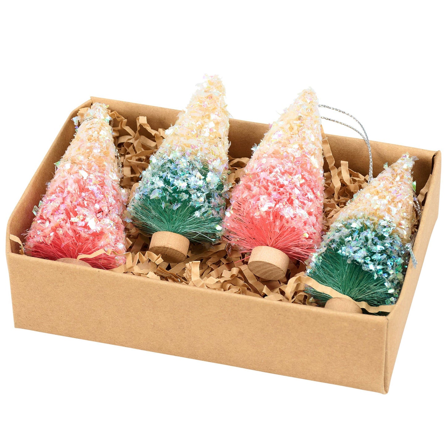 Retro Bottle Brush Tree Set - Christmas Ornaments