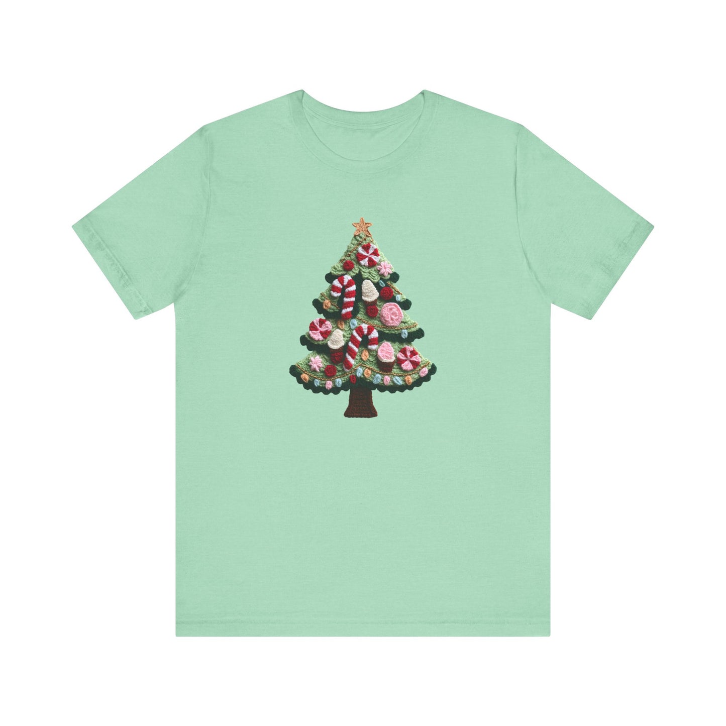 Cute Christmas Tree T-Shirt - Faux Yarn