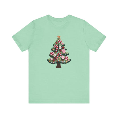 Cute Christmas Tree T-Shirt - Faux Yarn