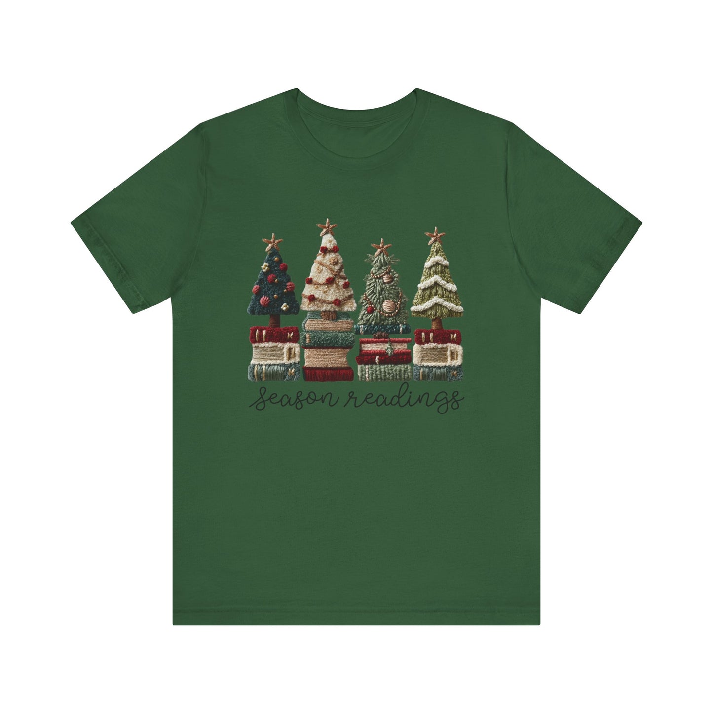 Season Readings Bookish Christmas Tree T-Shirt - Faux Yarn
