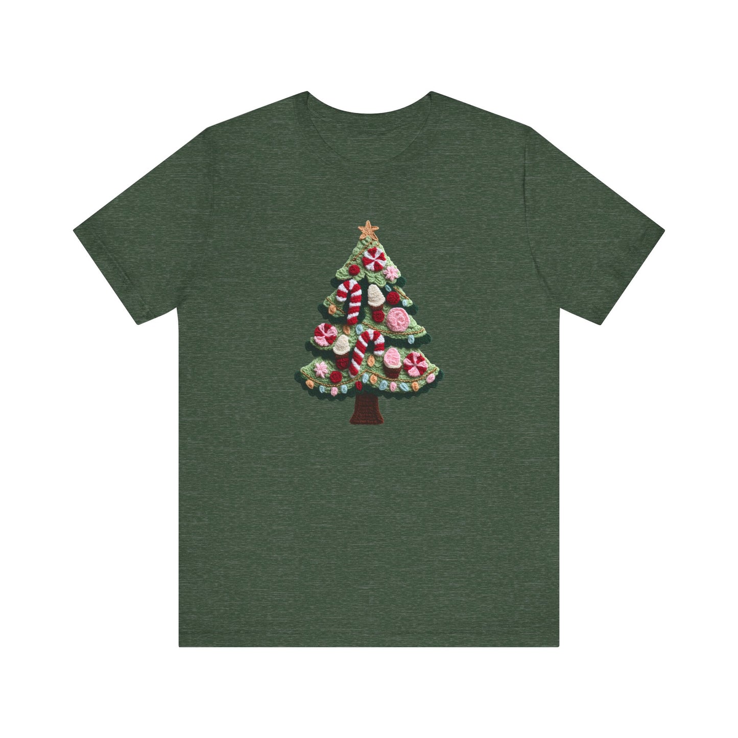 Cute Christmas Tree T-Shirt - Faux Yarn