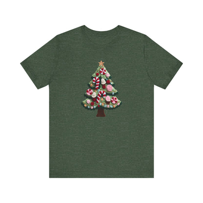Cute Christmas Tree T-Shirt - Faux Yarn