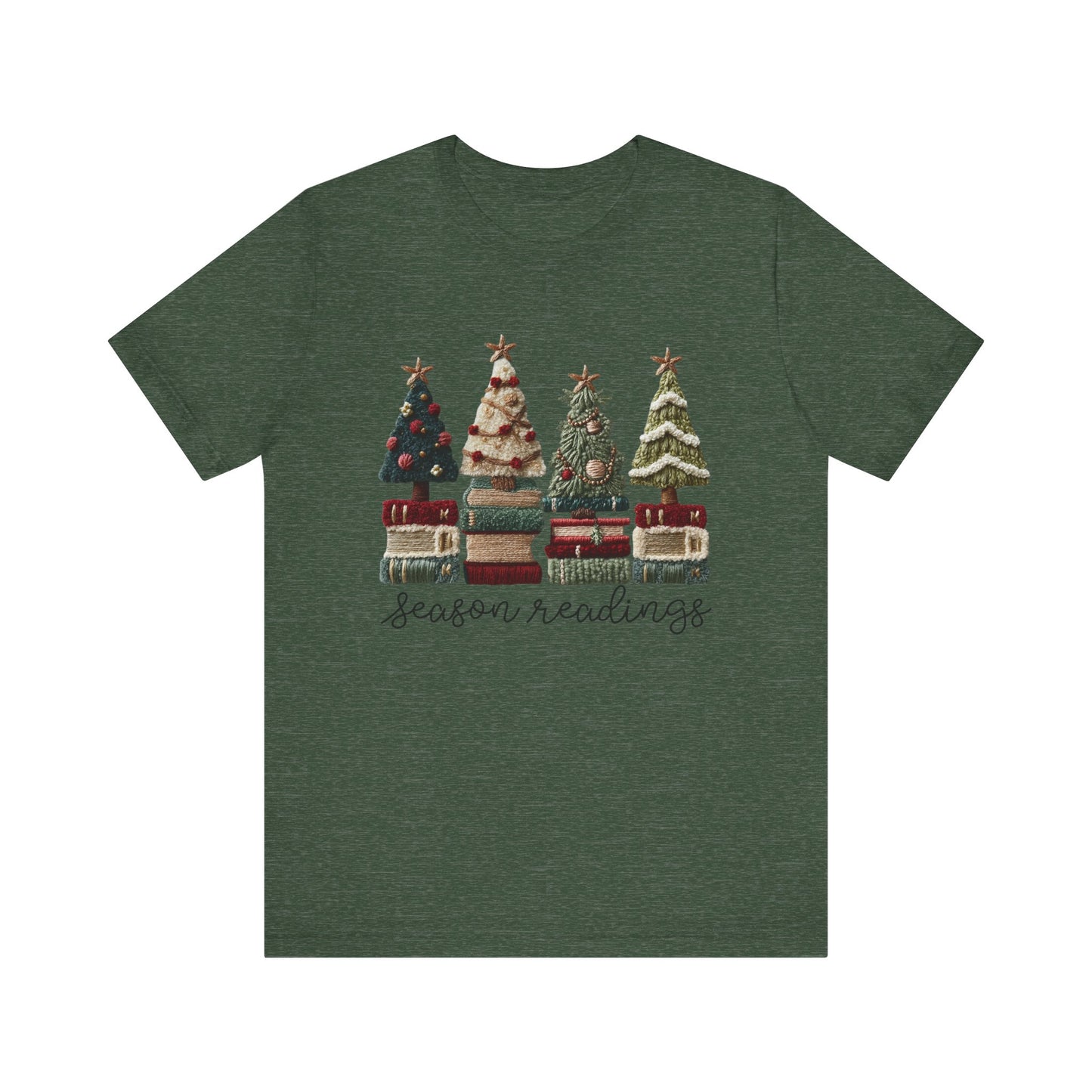 Season Readings Bookish Christmas Tree T-Shirt - Faux Yarn