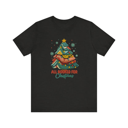 All Booked for Christmas Bookish Christmas T-Shirt - Faux Yarn