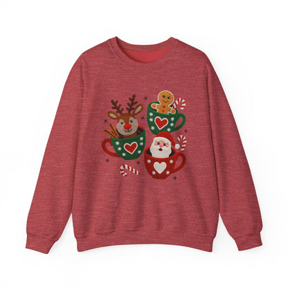 Coffee Cup Crew Christmas Sweatshirt - Faux Yarn