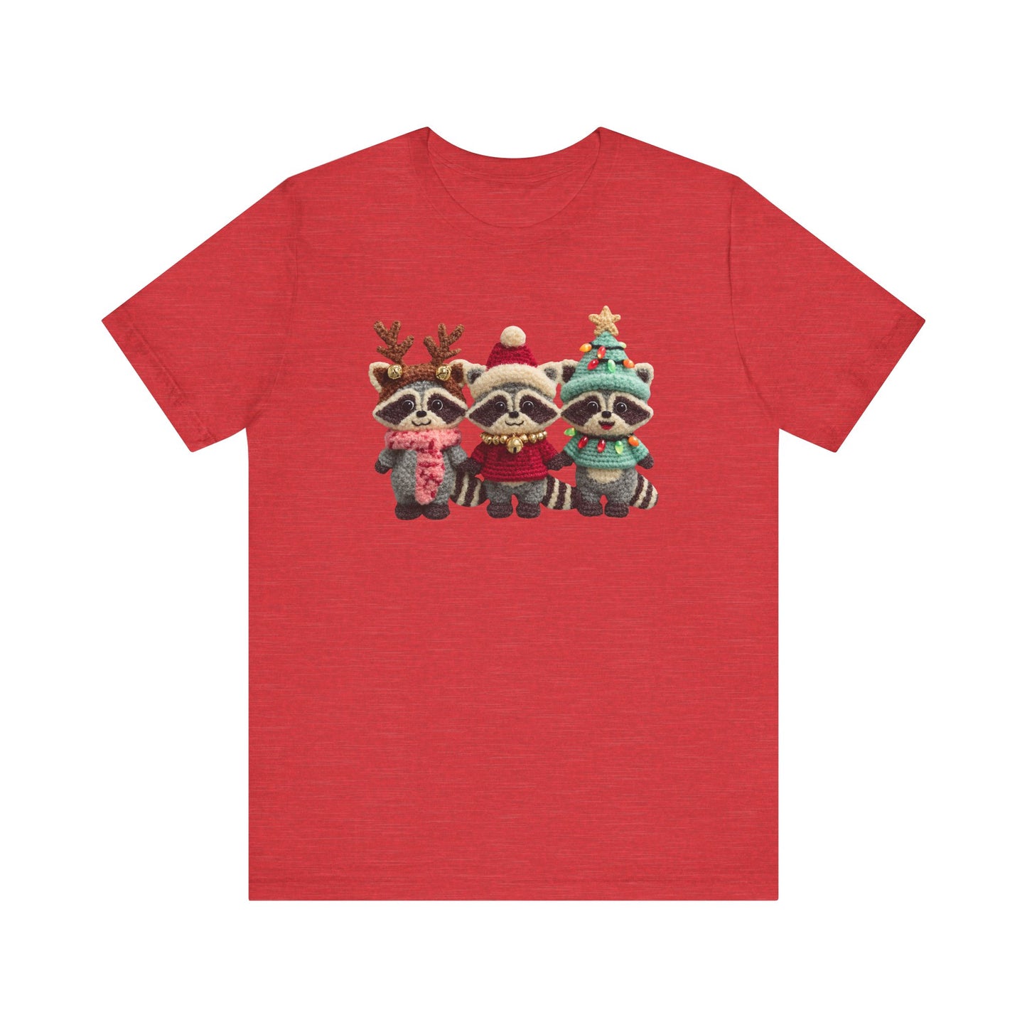 Cute Christmas Racoons T-Shirt - Faux Yarn