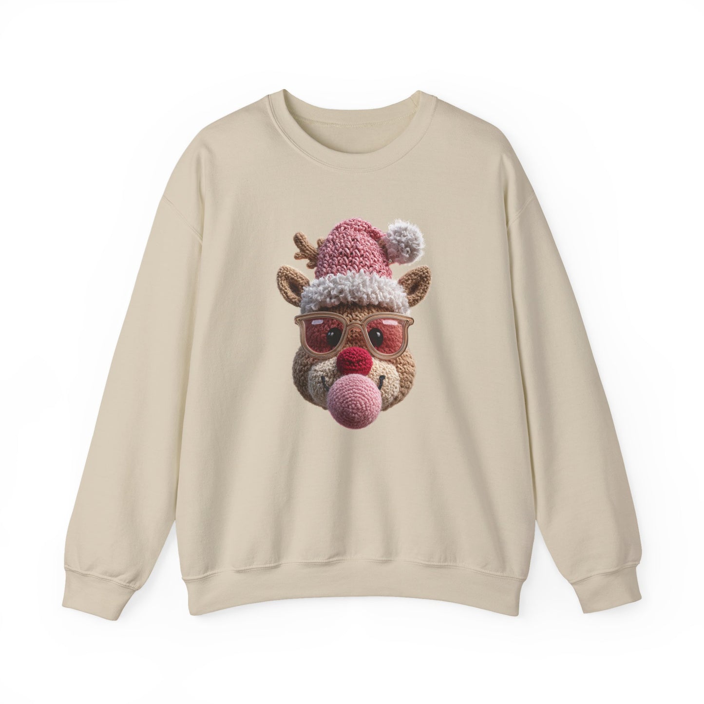 Reindeer Bubble Gum Christmas Sweatshirt - Faux Yarn