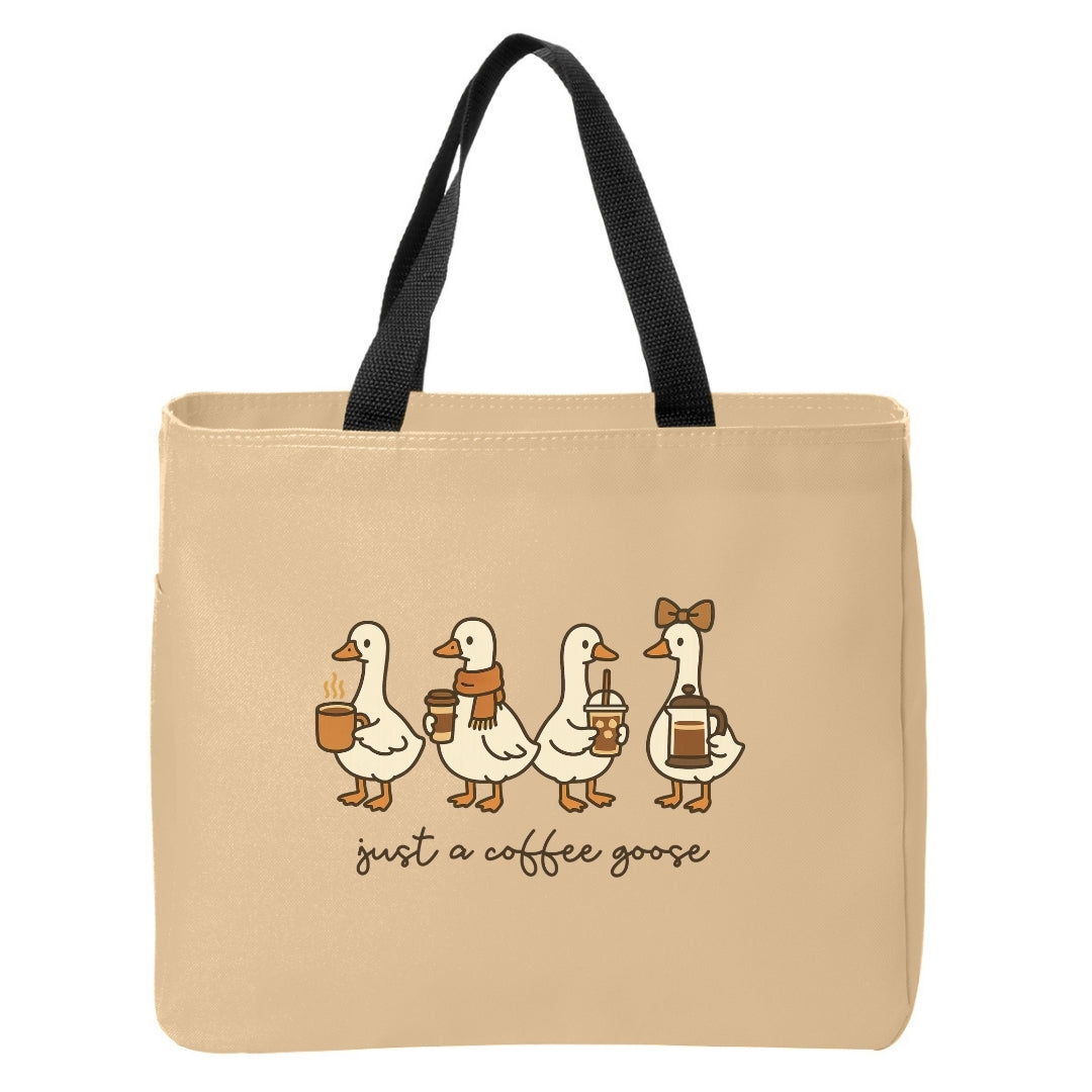 Just a Coffee Goose Tote Bag Just So Happy