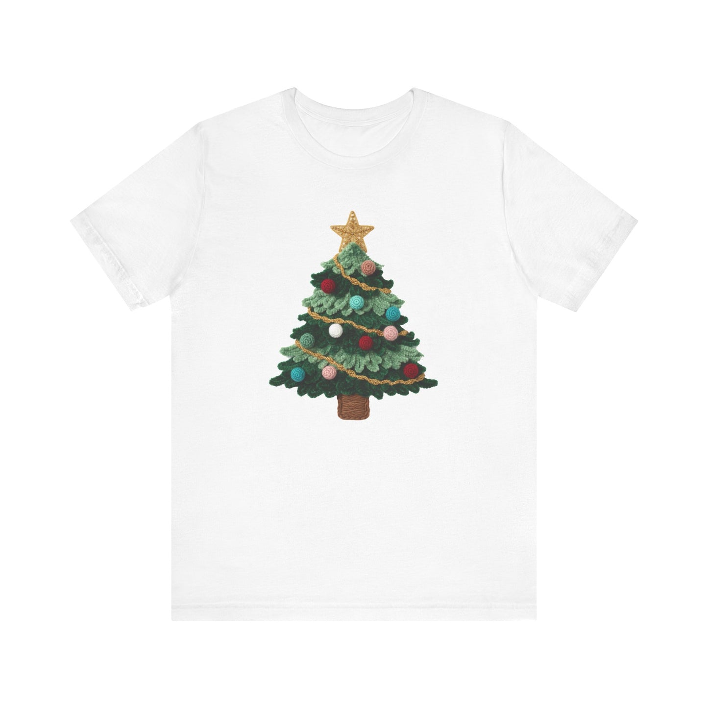 Cute Christmas Tree T-Shirt - Faux Yarn