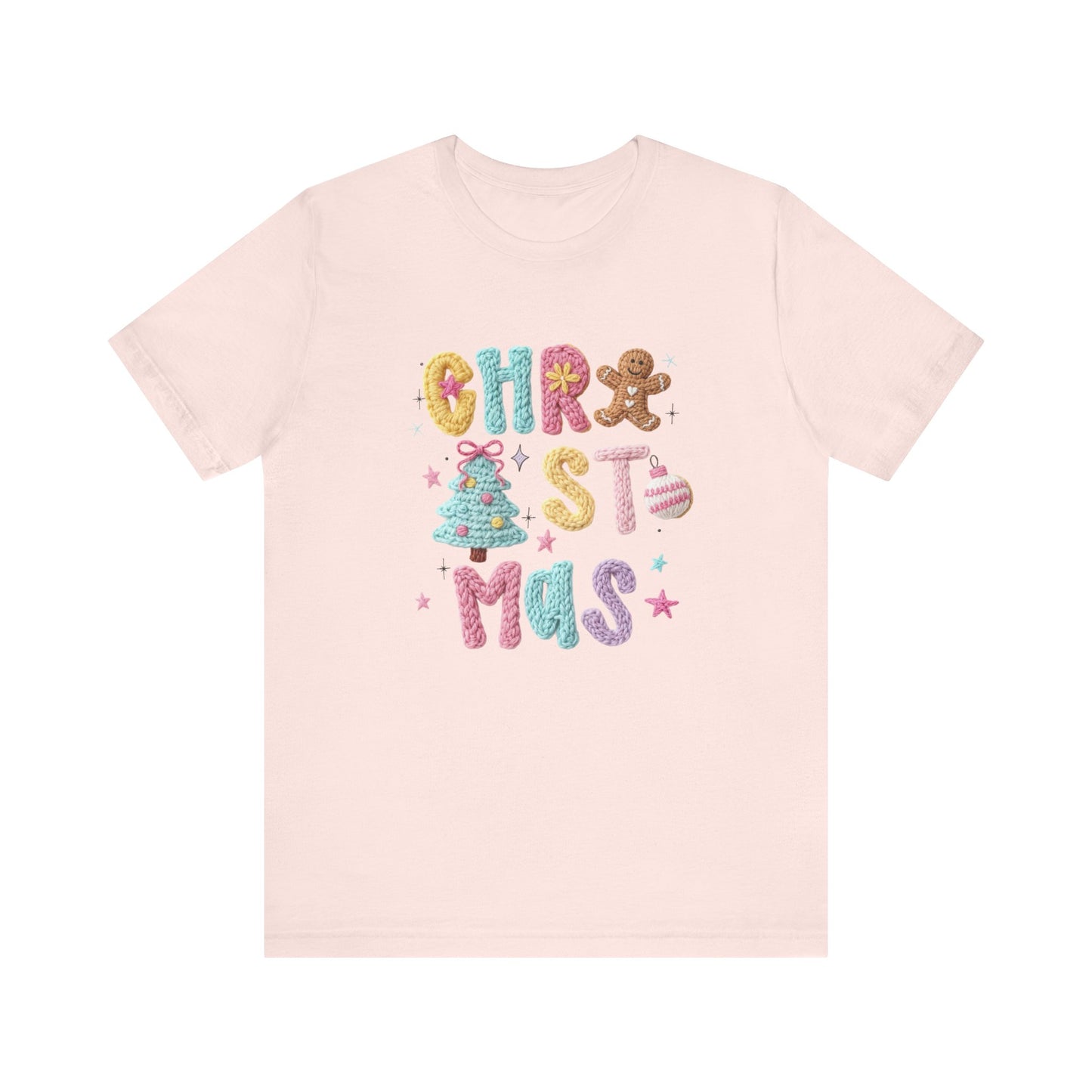 Pastel Christmas Cookie T-Shirt - Faux Yarn