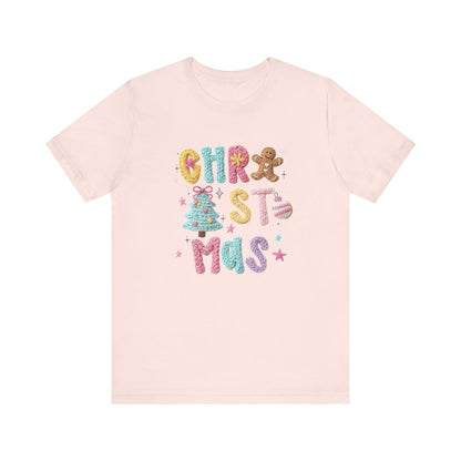 Pastel Christmas Cookie T-Shirt - Faux Yarn