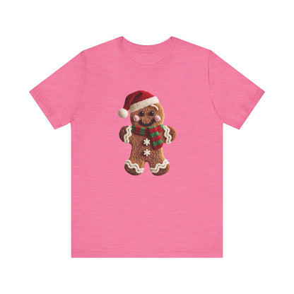 Ginger Bread Man Christmas T-Shirt - Faux Yarn
