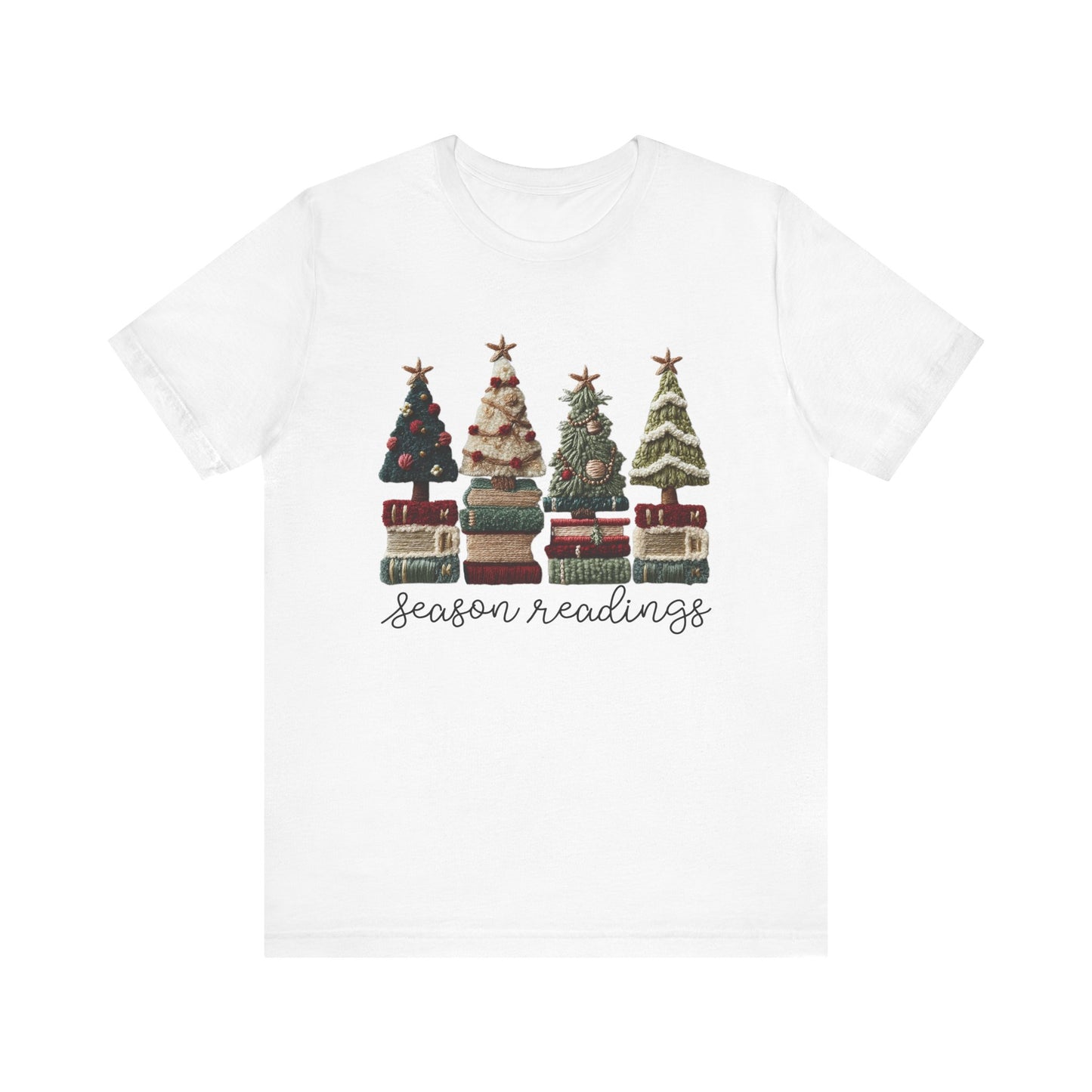 Season Readings Bookish Christmas Tree T-Shirt - Faux Yarn