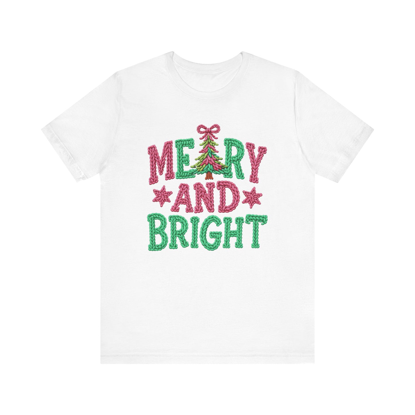 Merry & Bright Christmas T-Shirt - Faux Yarn