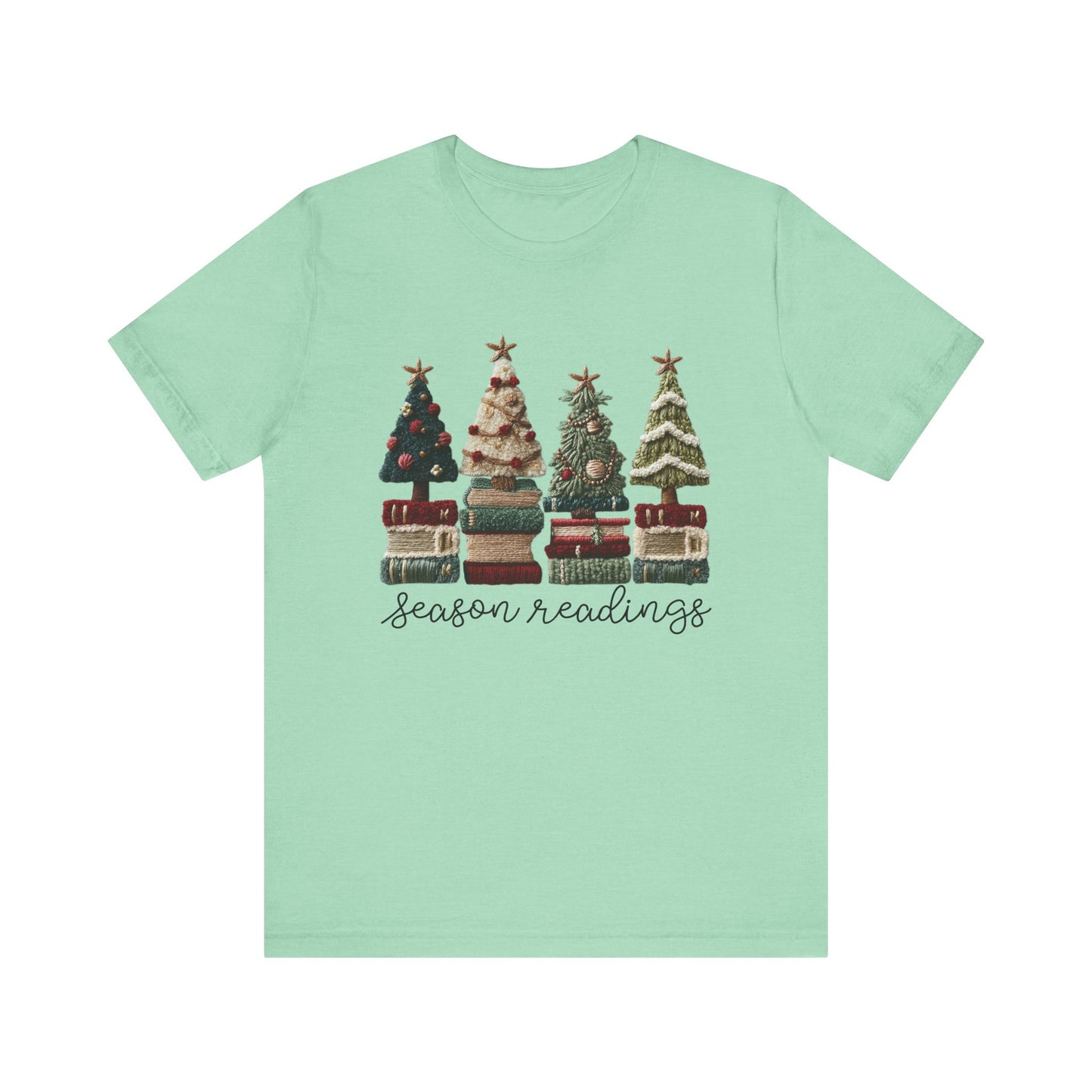 Season Readings Bookish Christmas Tree T-Shirt - Faux Yarn