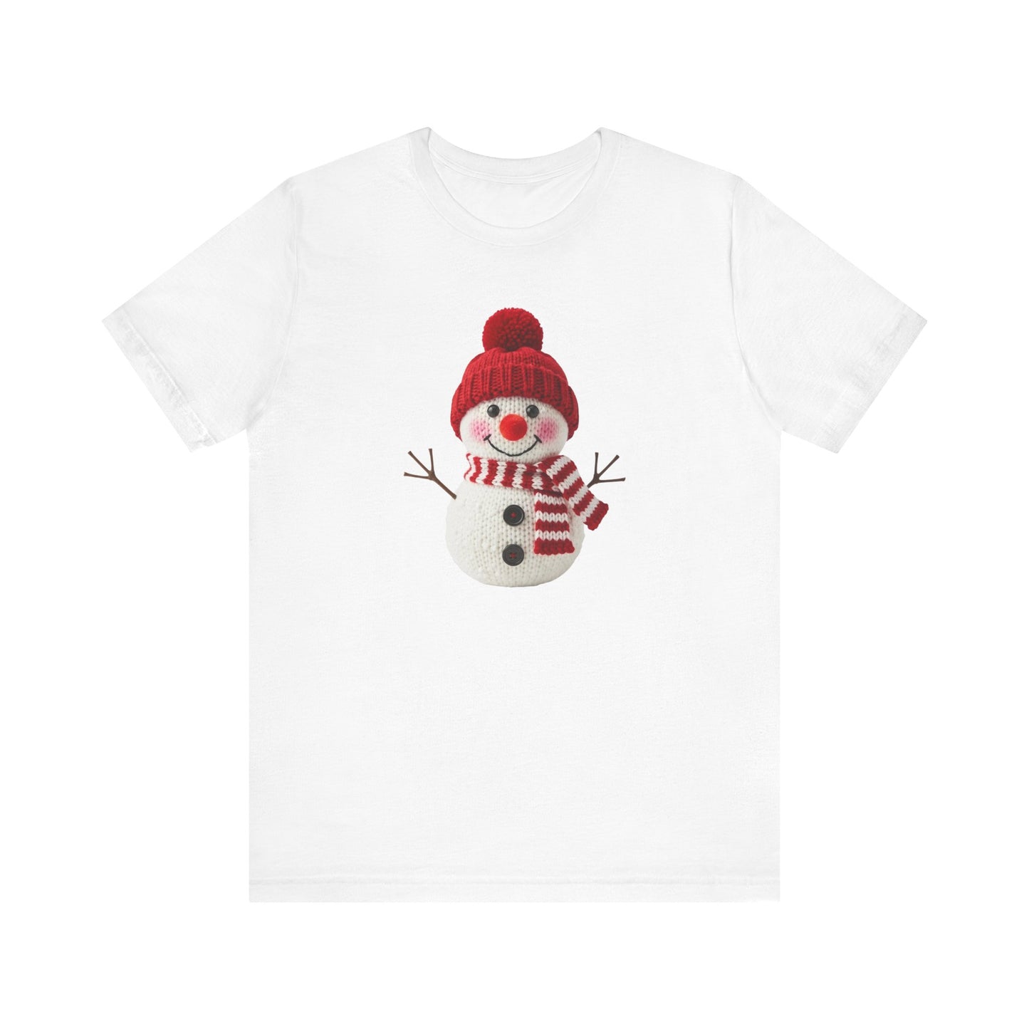 Happy Snowman Christmas T-Shirt - Faux Yarn