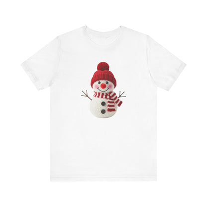 Happy Snowman Christmas T-Shirt - Faux Yarn