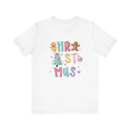 Pastel Christmas Cookie T-Shirt - Faux Yarn