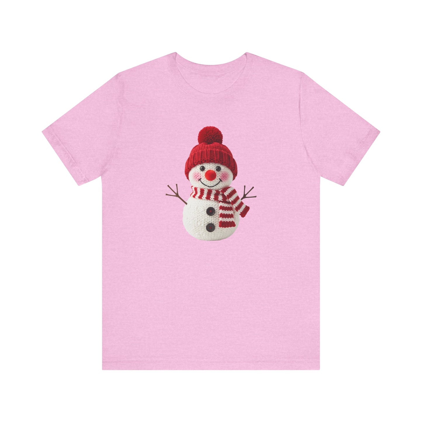 Happy Snowman Christmas T-Shirt - Faux Yarn
