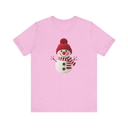 Happy Snowman Christmas T-Shirt - Faux Yarn