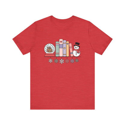 Cozy Book Shelf Christmas T-Shirt