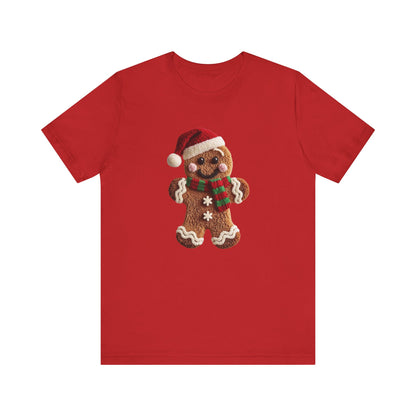Ginger Bread Man Christmas T-Shirt - Faux Yarn