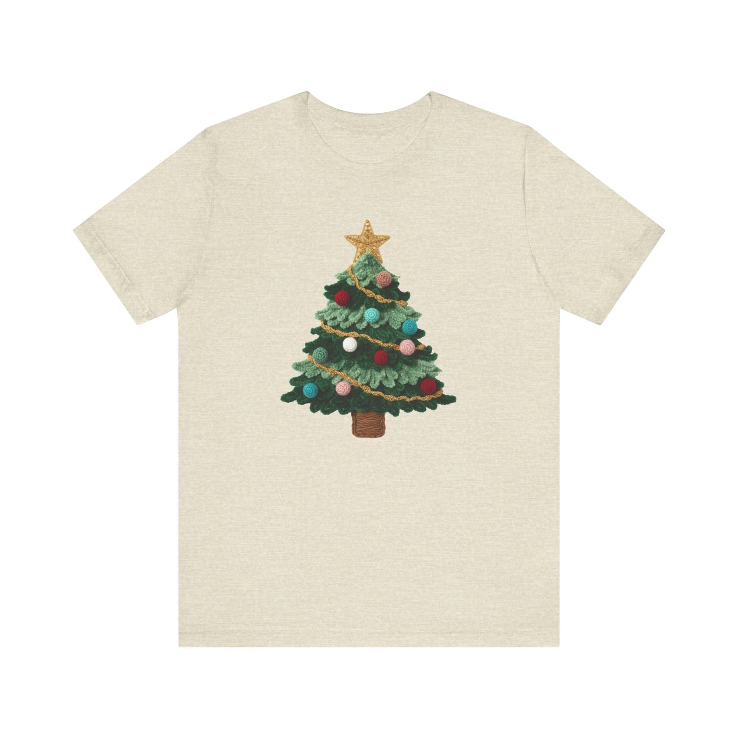 Cute Christmas Tree T-Shirt - Faux Yarn