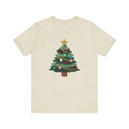 Cute Christmas Tree T-Shirt - Faux Yarn