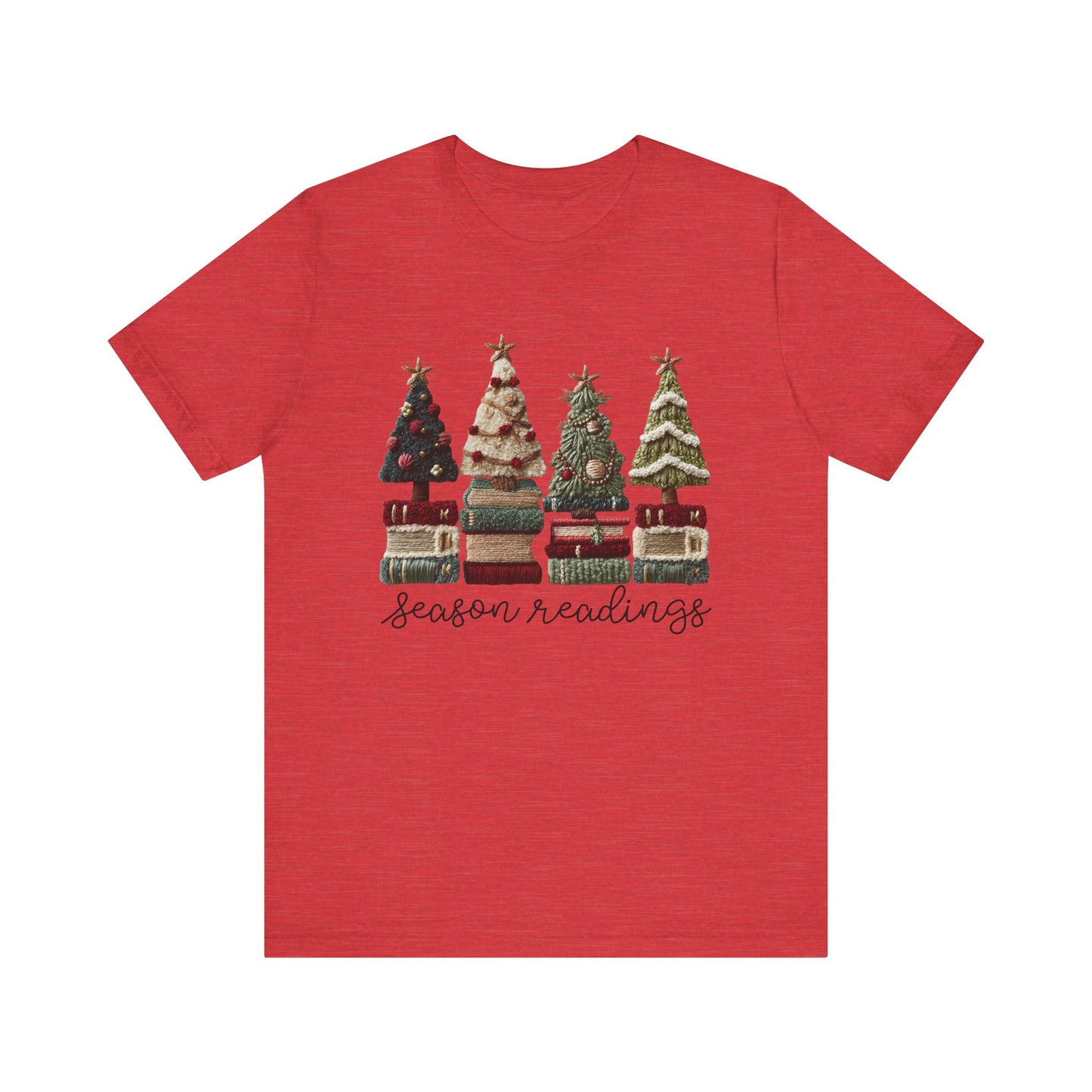 Season Readings Bookish Christmas Tree T-Shirt - Faux Yarn