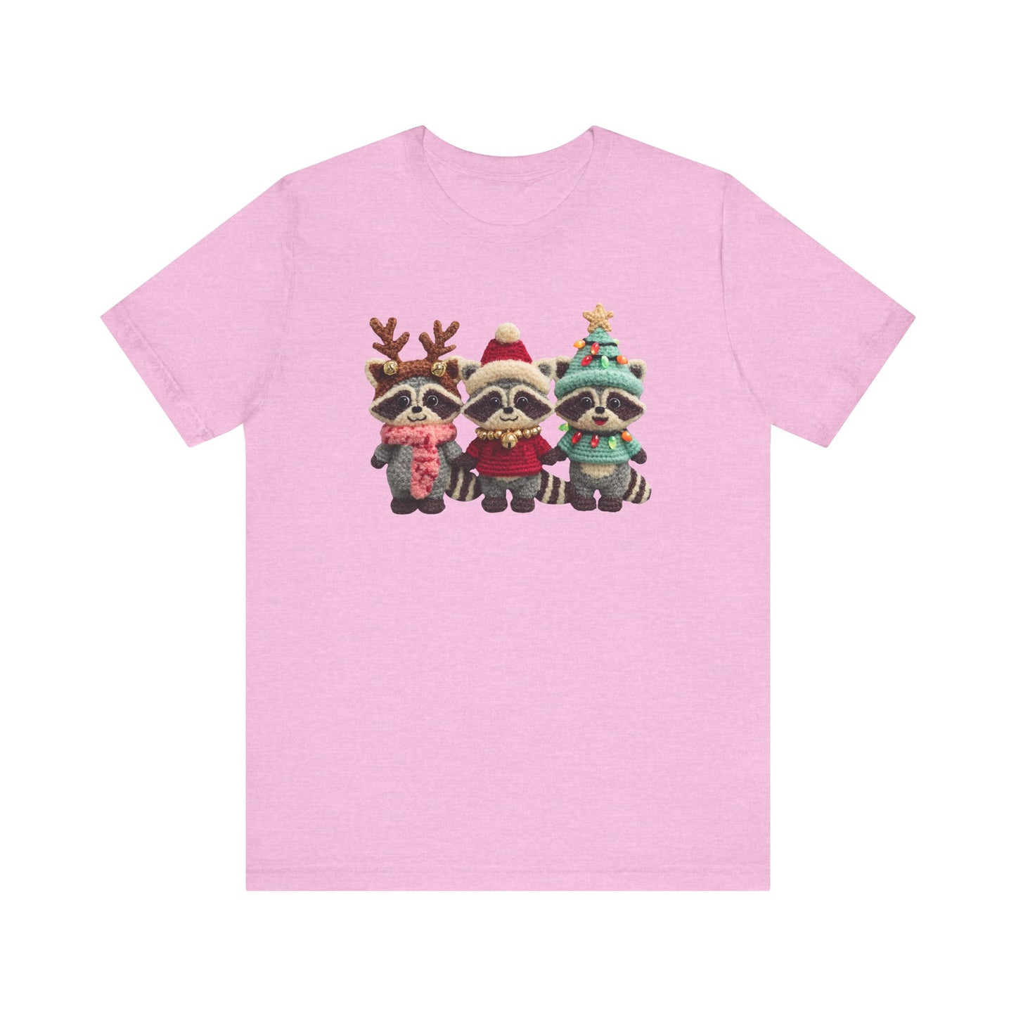 Cute Christmas Racoons T-Shirt - Faux Yarn