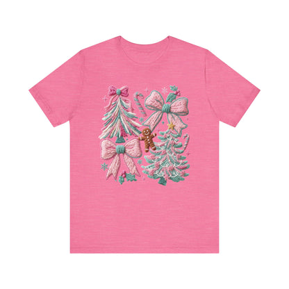 Holly Tree Coquette Christmas T-Shirt - Faux Yarn