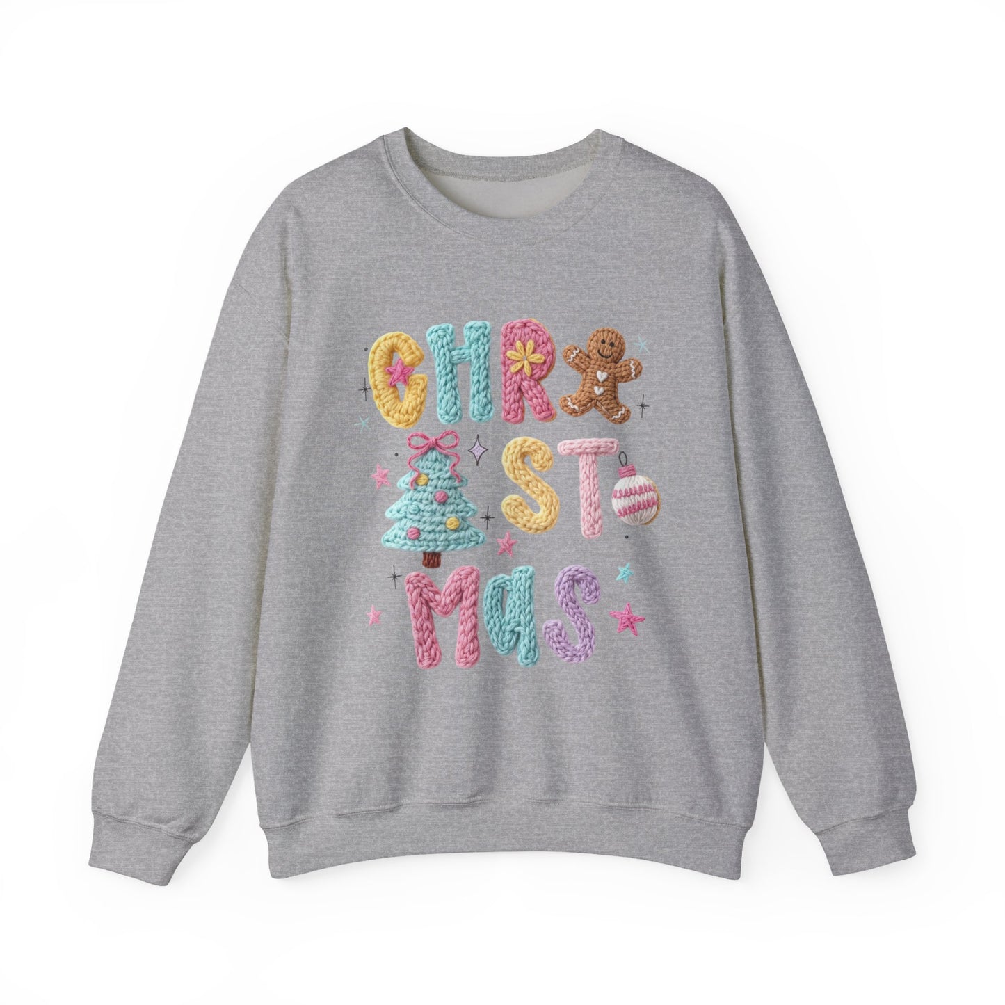 Pastel Christmas Cookie Crewneck Christmas Sweatshirt - Faux Yarn