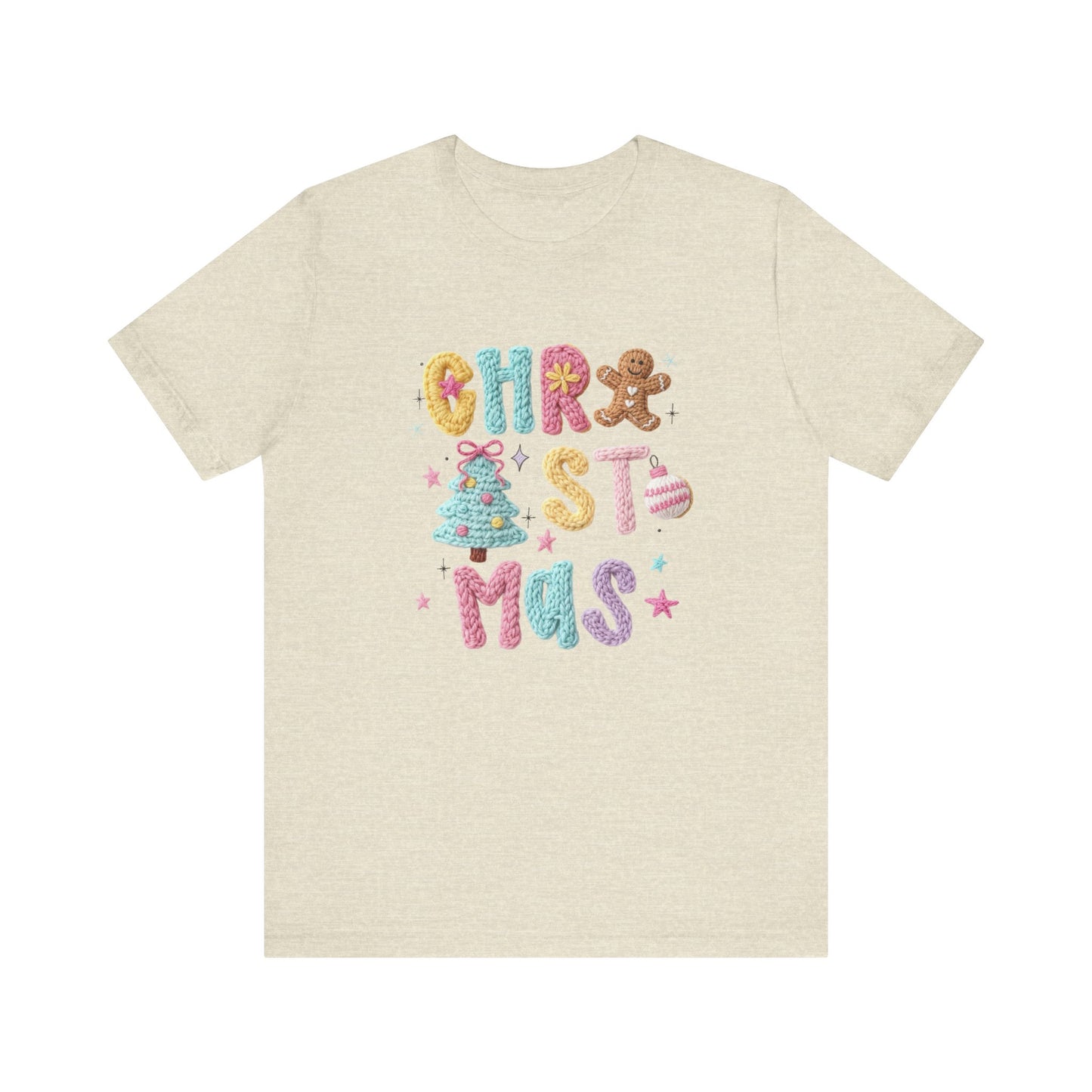 Pastel Christmas Cookie T-Shirt - Faux Yarn